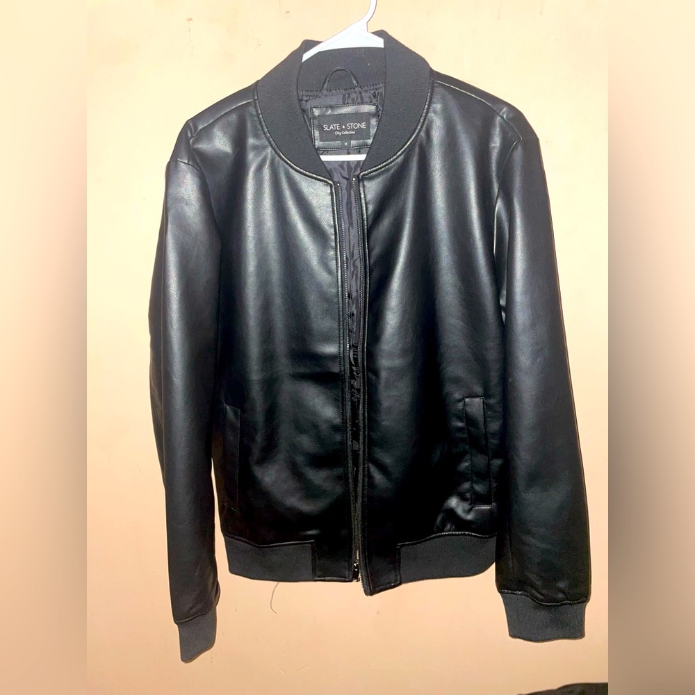 Slate and stone city collection black bomber jacket